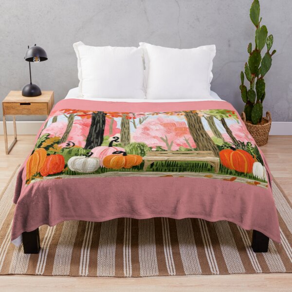 Item preview, Colorful Autumn Forest with Vibrant Leaves, Wooden Bench and Scattered Pumpkins in a Scenic Fall Set designed and sold by OlfactoART Studio.