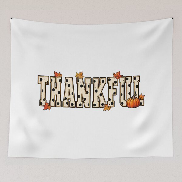 Item preview, Thankful Polka Dot Pumpkin And Maple Leaves Fall Graphic designed and sold by CozyCubs-Art.