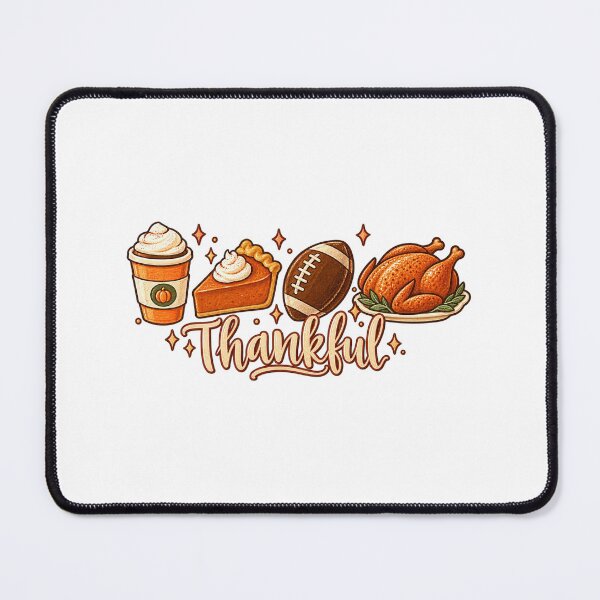 Item preview, Retro Thanksgiving Thankful Coffee Pie Football And Turkey designed and sold by CozyCubs-Art.