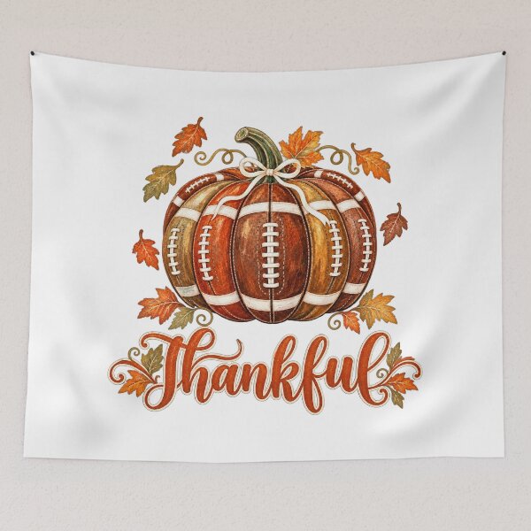 Item preview, Thankful American Football Pumpkin Watercolor Fall Graphic designed and sold by CozyCubs-Art.