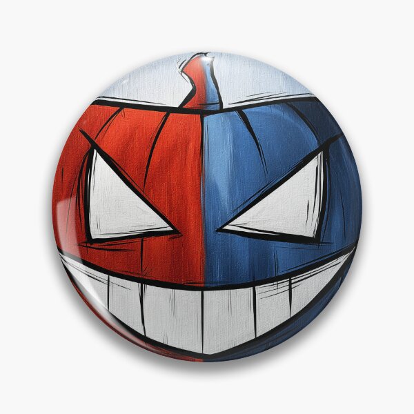 Item preview, Mischievous Halloween Pumpkin in Vivid Red and Blue with a Geometric Cityscape Modern Urban designed and sold by OlfactoART Studio.