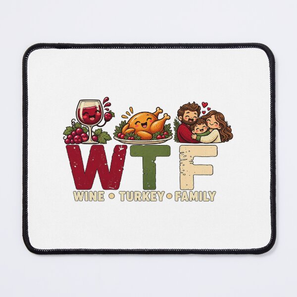 Item preview, WTF Wine Turkey Family Funny Thanksgiving Graphic designed and sold by CozyCubs-Art.
