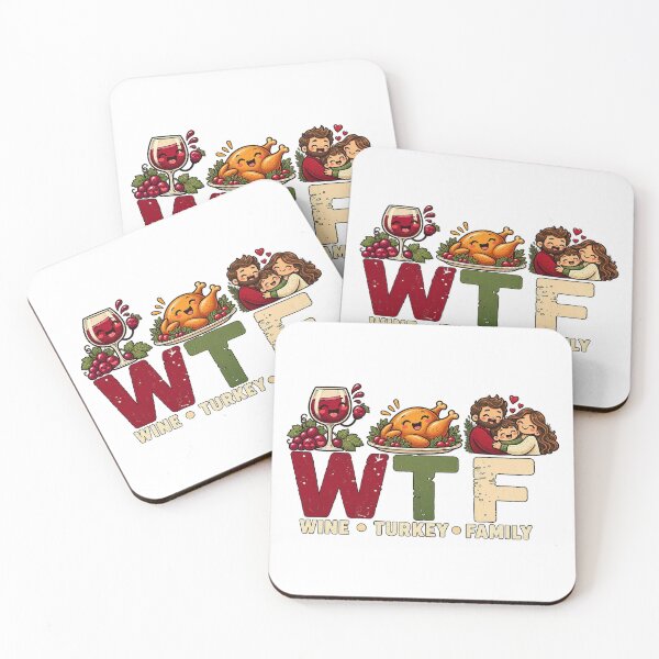 Item preview, WTF Wine Turkey Family Funny Thanksgiving Graphic designed and sold by CozyCubs-Art.