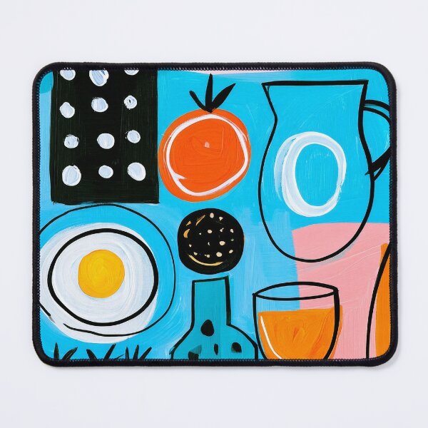 Item preview, Thanksgiving Feast with Roasted Chicken, Glass Pitcher, Egg and Vegetables in Bold Geometric Colors designed and sold by OlfactoART Studio.