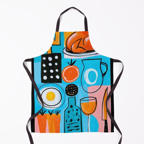 Item preview, Thanksgiving Feast with Roasted Chicken, Glass Pitcher, Egg and Vegetables in Bold Geometric Colors designed and sold by OlfactoART Studio.