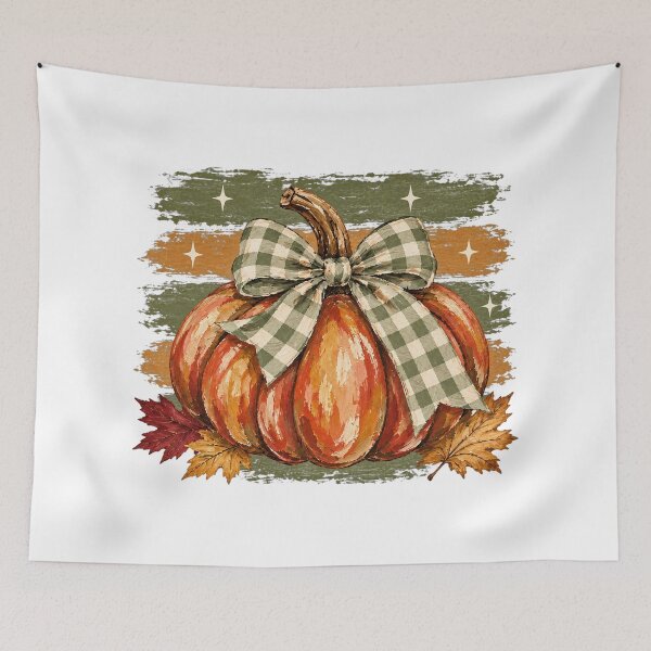 Item preview, Rustic Autumn Pumpkin With Gingham Bow Vintage designed and sold by DYALEEZ-XCR.