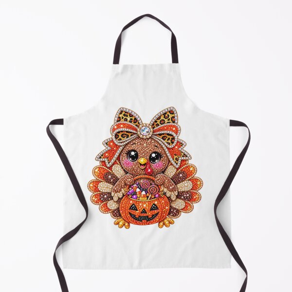 Item preview, Sparkly Diamond Art Turkey Holding Halloween Pumpkin Leopard Bow designed and sold by DYALEEZ-XCR.