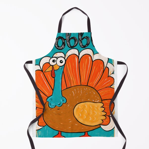Item preview, Gobble Thanksgiving Turkey Cartoon in Bright Colorful Feathers and Playful Blue Background designed and sold by OlfactoART Studio.