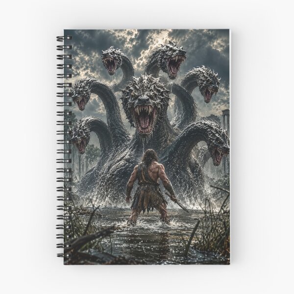 Item preview, Seven Headed Hydra and Warrior – Epic Greek Mythology Monster Fantasy Artwork designed and sold by DrakariArt.