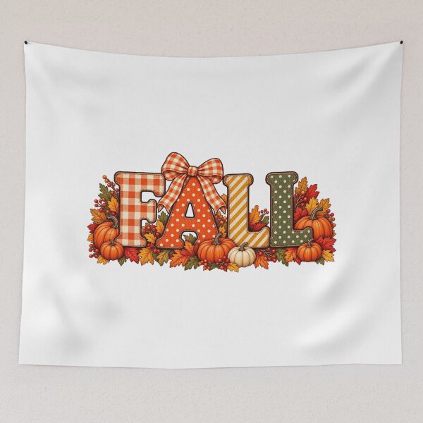 Item preview, Farmhouse FALL Pumpkins With Gingham Bow And Maple Leaves designed and sold by DYALEEZ-XCR.