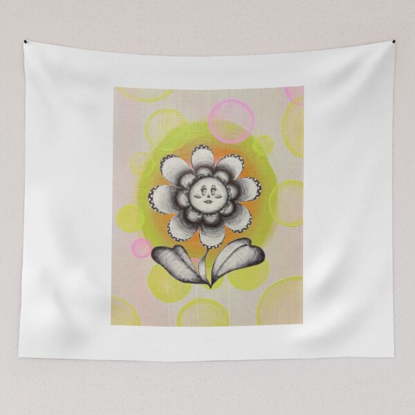 Item preview, Retro Whimsical Flower Face Illustration designed and sold by Misakitchen.