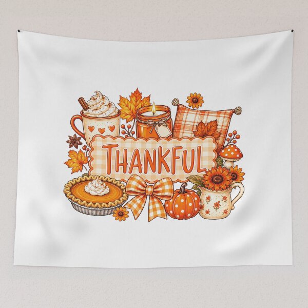 Item preview, Cozy Fall Favorites Thankful Thanksgiving Pumpkin Pie Illustration designed and sold by DYALEEZ-XCR.