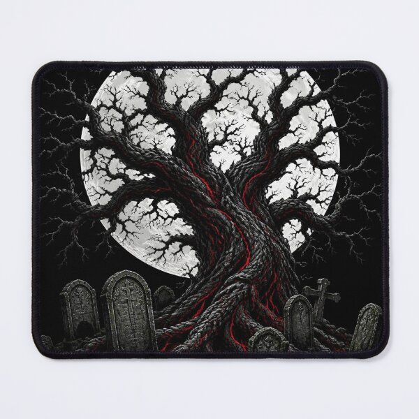 Item preview, Gothic Graveyard Tree Full Moon Crimson Veins Graphic designed and sold by LazyDayzCo.