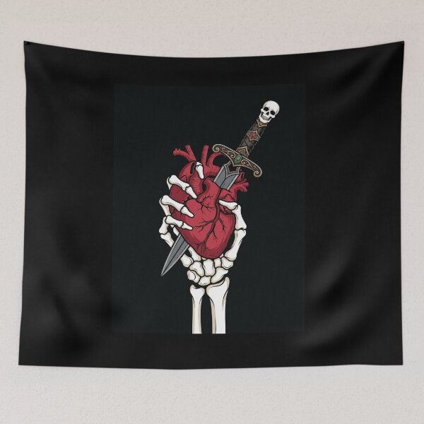 Item preview, Skeleton Hand Holding Dagger Heart Gothic Art designed and sold by digizonebydas.
