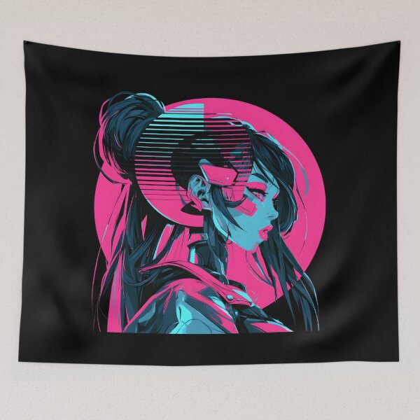 Item preview, Cyberpunk Geisha, Neon Vaporwave Samurai  designed and sold by NovaBlossomCo.