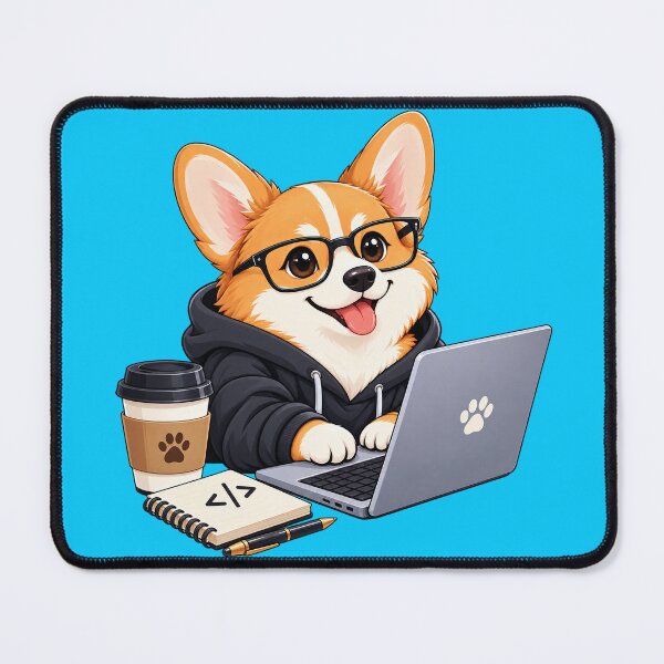 Item preview, Cute Corgi Programmer Dog Coding With Coffee Laptop designed and sold by CorgiCoffeeHub.