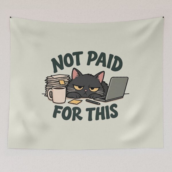 Item preview, Not Paid For This Grumpy Black Cat Funny Office Sarcasm designed and sold by wingoo22.