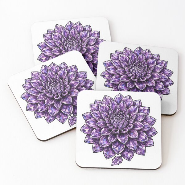 Artikelvorschau, Dahlia Kristallaufkleber - Amethystviolette Diamant-Dahlie entworfen und verkauft von Crystal Critters .