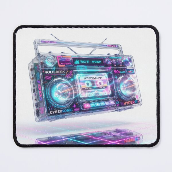 Item preview, Futuristic Cyberpunk Translucent Neon Boombox Artwork designed and sold by Rahat3344.