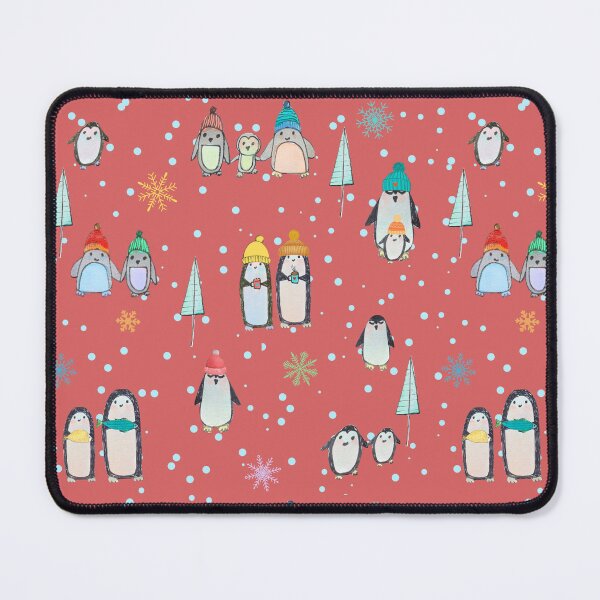 Item preview, Cute penguins hand drawn in watercolor and ink (red) designed and sold by Boy and Belugee Studio.