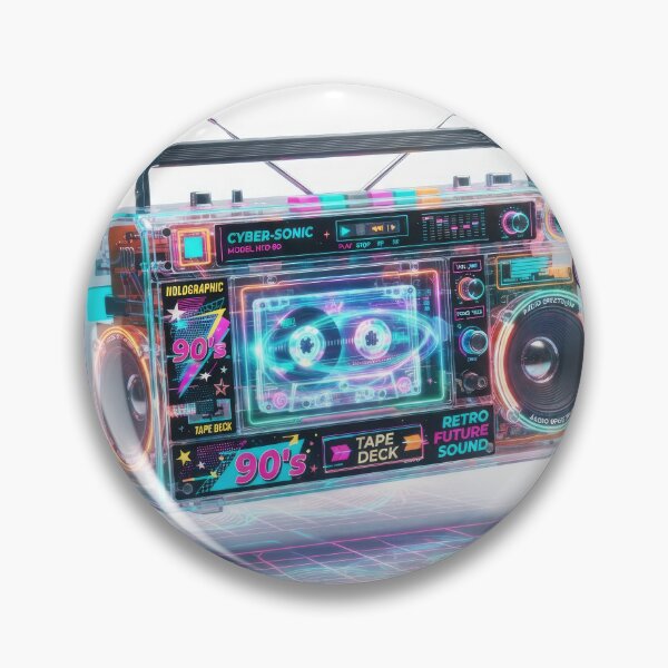 Item preview, Neon Translucent Retro 90s Cyberpunk Tape Deck Boombox designed and sold by Rahat3344.