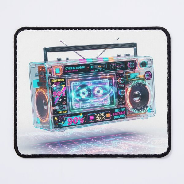 Item preview, Neon Translucent Retro 90s Cyberpunk Tape Deck Boombox designed and sold by Rahat3344.