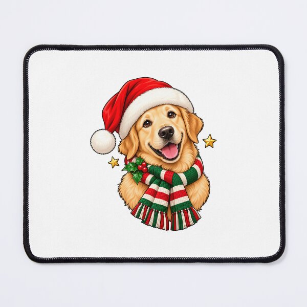 Item preview, Golden Retriever in Santa Hat and Christmas Scarf designed and sold by skyartdesign.