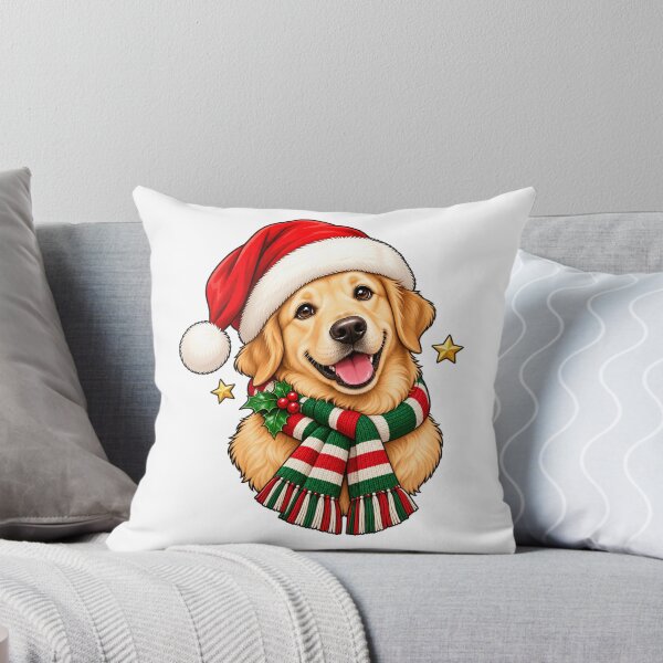 Item preview, Golden Retriever in Santa Hat and Christmas Scarf designed and sold by skyartdesign.