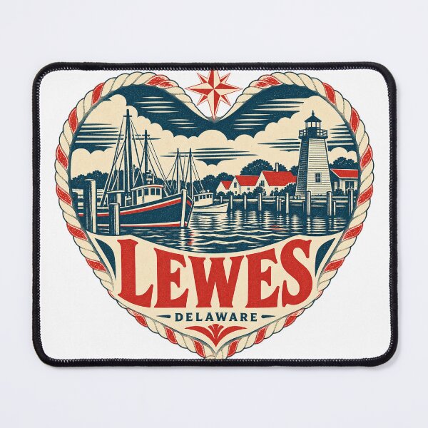 Item preview, Lewes USA Travel Souvenir Nautical Woodcut Heart designed and sold by VisualArtsOasis.
