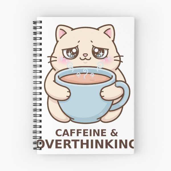 Item preview, Caffeine and Overthinking - Kawaii Cat designed and sold by Visual Dept..