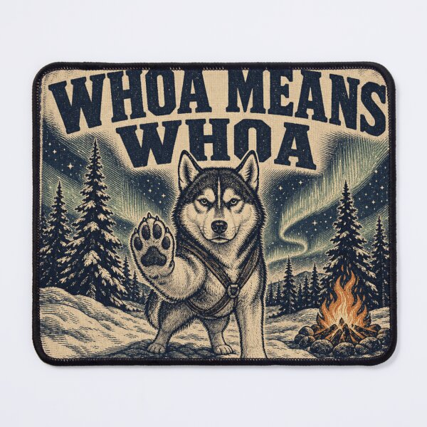 Item preview, Whoa Means Whoa Funny Mushing Sled Dog Team Race Bib designed and sold by BoosterShop.