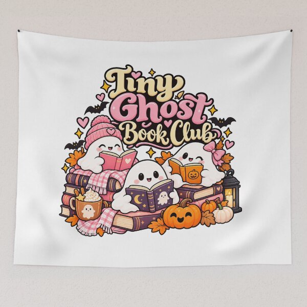 Item preview, Tiny Ghost Book Club – Cute Kawaii Halloween Reading Ghosts designed and sold by RJACreative.