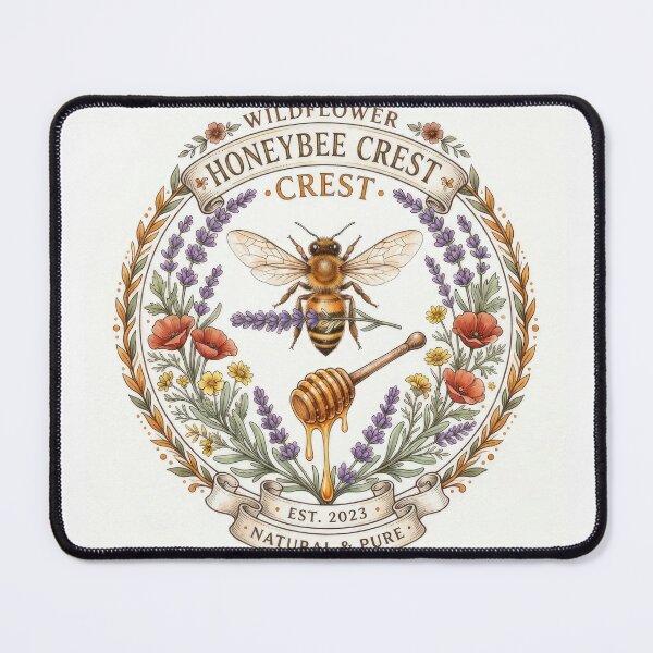 Item preview, Vintage Wildflower Honeybee Crest Emblem Label Illustration designed and sold by Rahat3344.