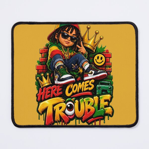 Item preview, Reggae Hip Hop Cartoon Kid with Crowns – Here Comes Trouble designed and sold by digitalbob60.