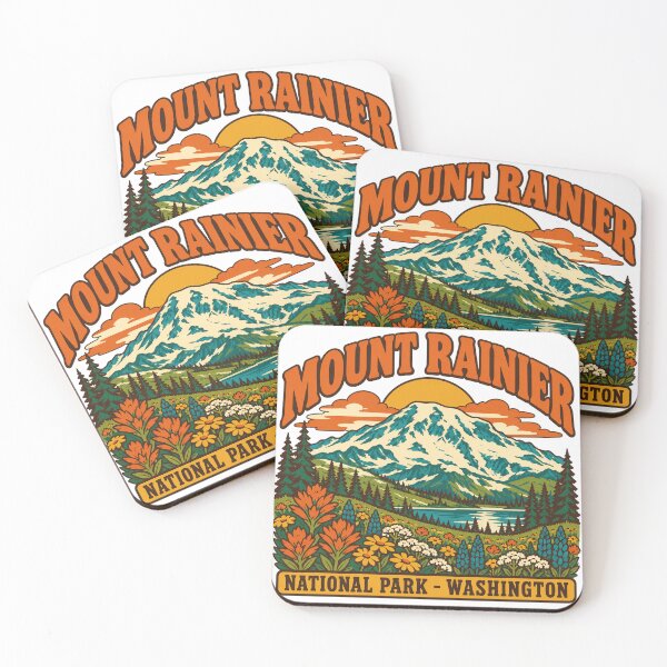 Item preview, Mount Rainier National Park Gift - Retro Mount Rainier Souvenir designed and sold by RedRubyBubble.