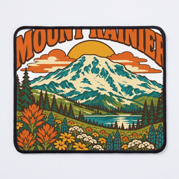 Item preview, Mount Rainier National Park Gift - Retro Mount Rainier Souvenir designed and sold by RedRubyBubble.