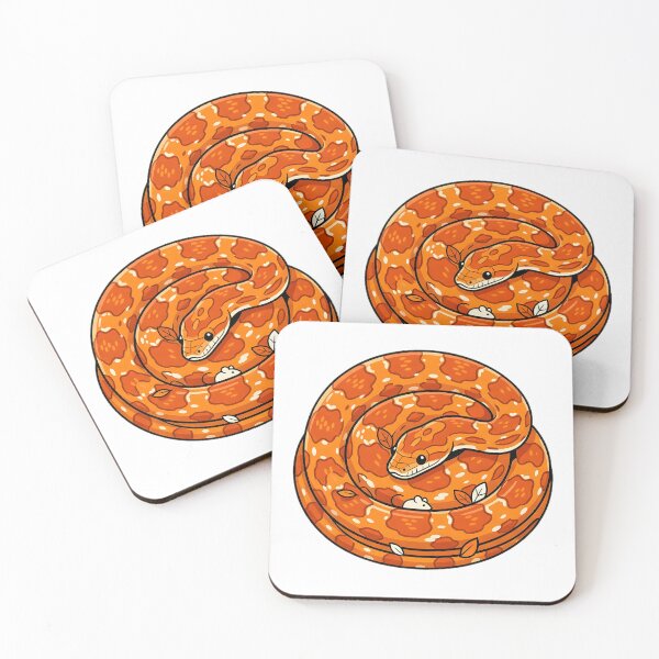 Item preview, Cute cartoon orange corn snake coiled in a circle with a tiny white mouse designed and sold by homydesign.