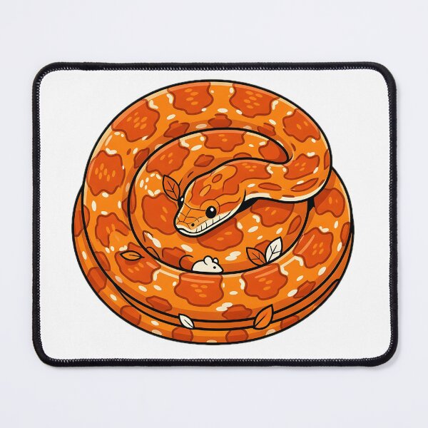Item preview, Cute cartoon orange corn snake coiled in a circle with a tiny white mouse designed and sold by homydesign.