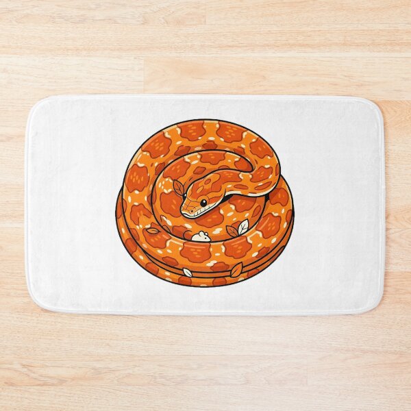Item preview, Cute cartoon orange corn snake coiled in a circle with a tiny white mouse designed and sold by homydesign.