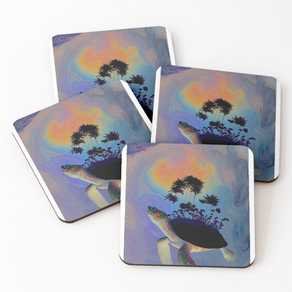 Item preview, Turtle Swimming Under a Palm Island designed and sold by MongLongStudio.