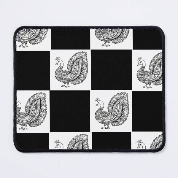Item preview, Madhubani Peacock Checkerboard Pattern – Indian Folk Art designed and sold by Sakshiartwork.