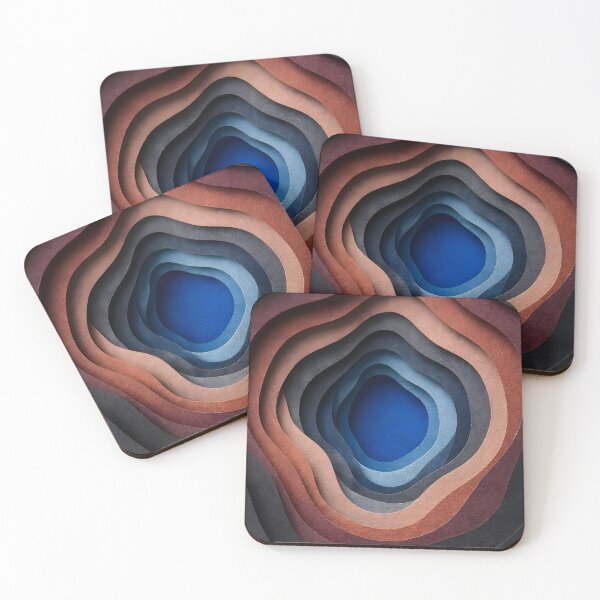 Item preview, Abstract multi layered paper cut topography in earth and cool tones designed and sold by homydesign.