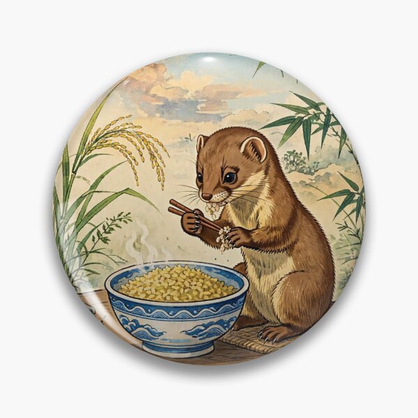Item preview, Huang You Brand Xiang Mi - Funny Weasel Chopsticks, Vintage Japan China Kitchen Poster designed and sold by ExpressoJungle.