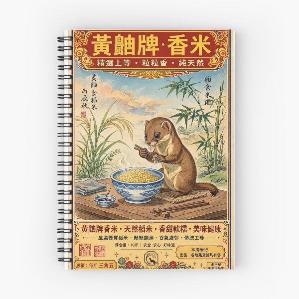 Item preview, Huang You Brand Xiang Mi - Funny Weasel Chopsticks, Vintage Japan China Kitchen Poster designed and sold by ExpressoJungle.
