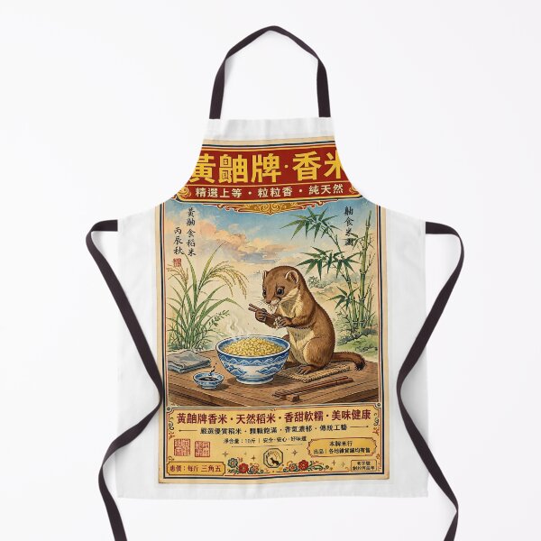 Item preview, Huang You Brand Xiang Mi - Funny Weasel Chopsticks, Vintage Japan China Kitchen Poster designed and sold by ExpressoJungle.