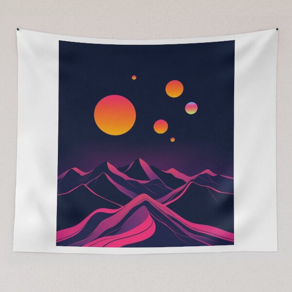 Item preview, Many Lands Under One Sun - Retro Synthwave Abstract Landscape designed and sold by MystiColo.