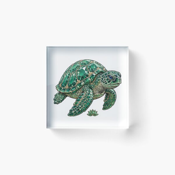 Item preview, Sea Turtle Crystal Sticker - Emerald Green Diamond Turtle designed and sold by Crystal Critters .