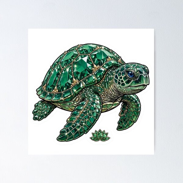 Item preview, Sea Turtle Crystal Sticker - Emerald Green Diamond Turtle designed and sold by Crystal Critters .