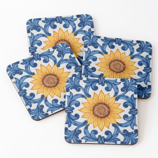 Item preview, Traditional Mediterranean Ceramic Tile with Sunflower Motif designed and sold by homydesign.