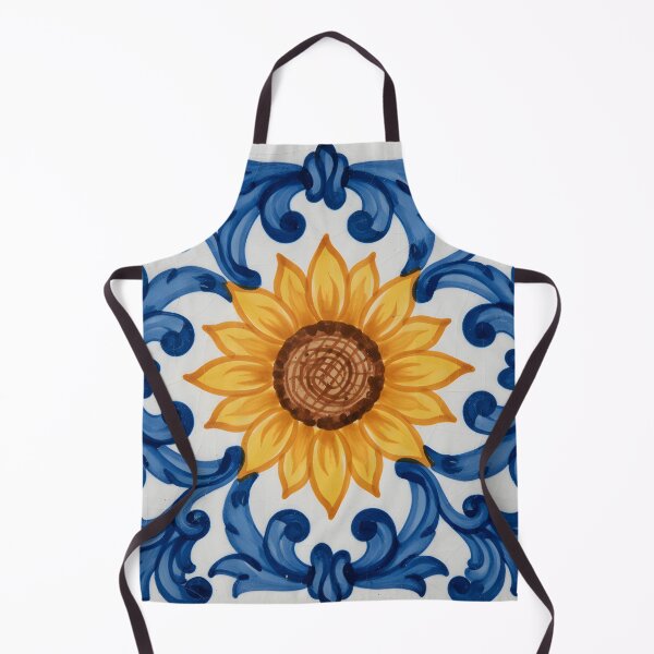 Item preview, Traditional Mediterranean Ceramic Tile with Sunflower Motif designed and sold by homydesign.